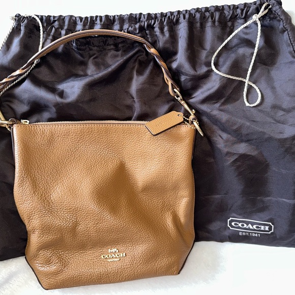 Coach Handbags - New Coach Tan Leather Shoulder Bag with Gold Hardware
